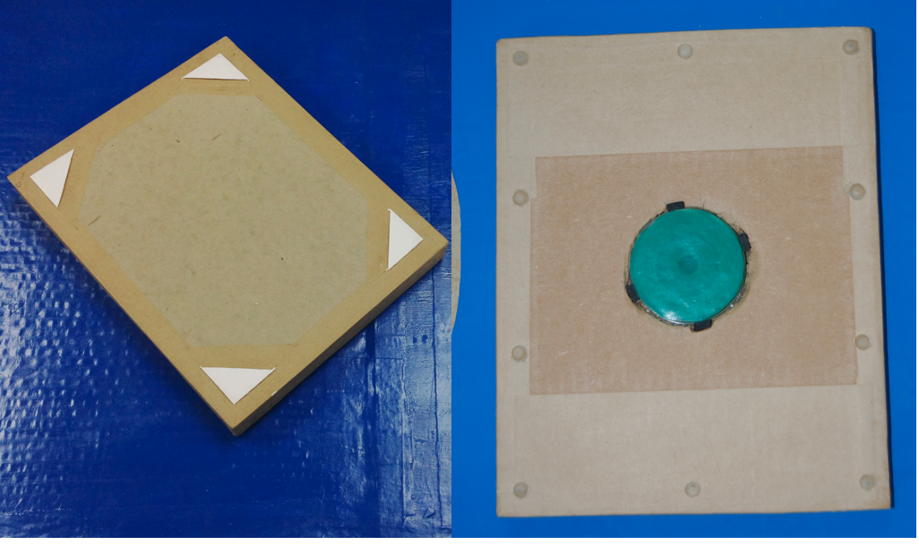 Cardboard drawing easel with a lazy Susan built into the base