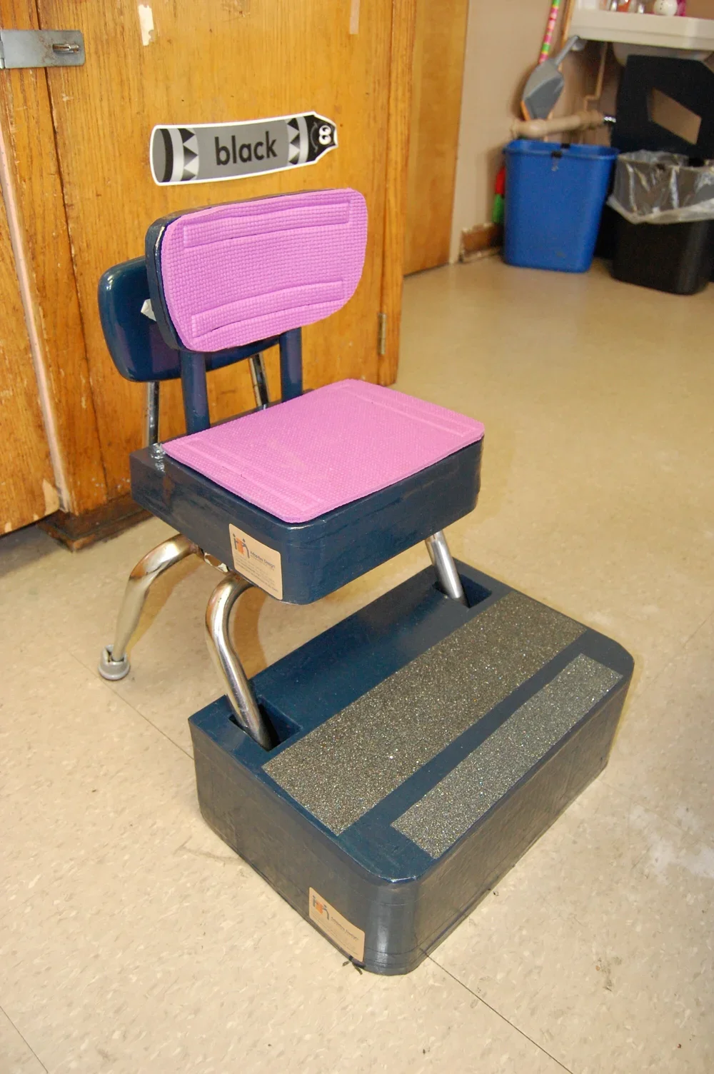 Modified school chair for a little person