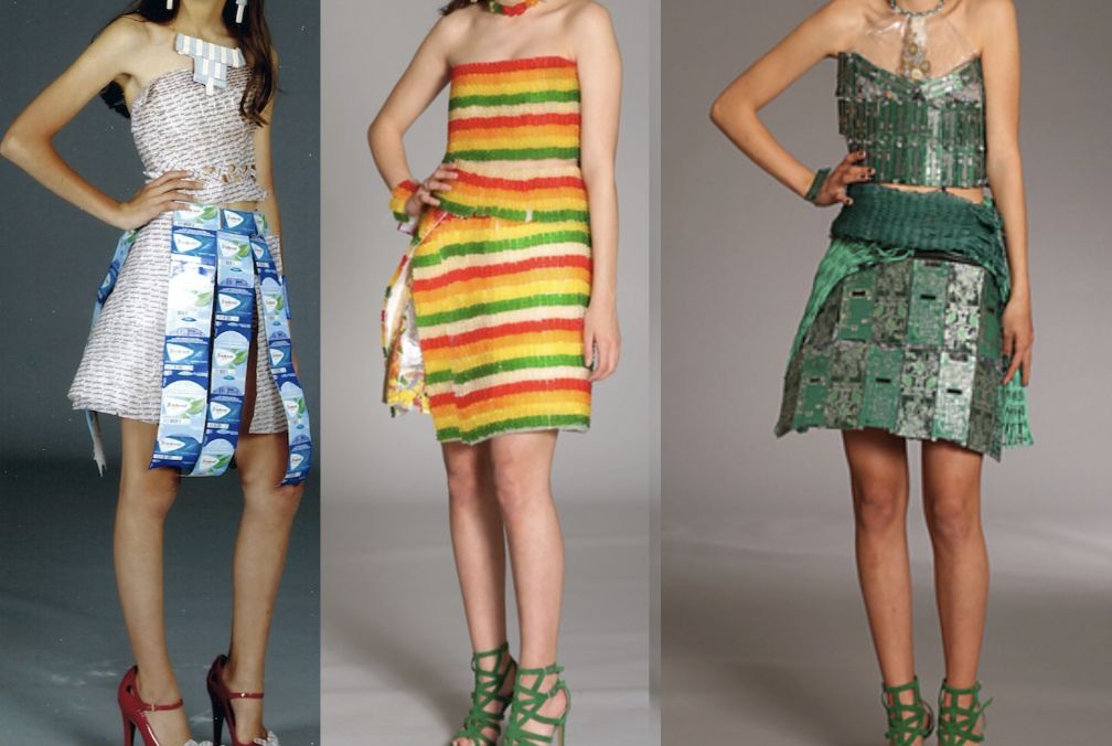 Wearable Sculptures Made from Recycled PCBs, Gummy Bears, Gum Wrappers